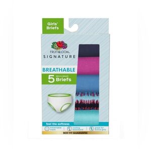 Fruit of the Loom Girls 5 Pack Signature Breathable Briefs Size 16 New